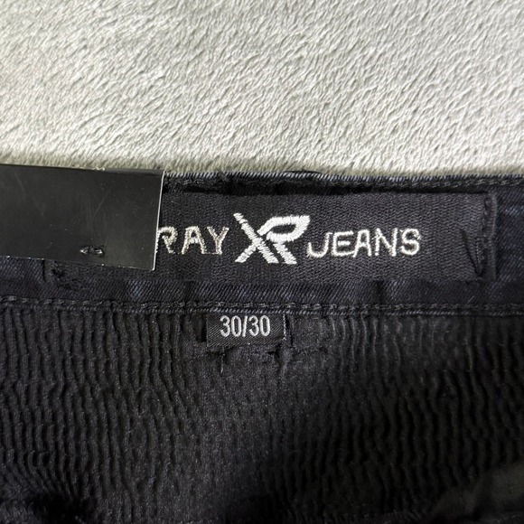 X-RAY Mens Moto Biker Jeans 30x30 Dark Blue Acid Wash Ribbed Knee NWT - Picture 5 of 14